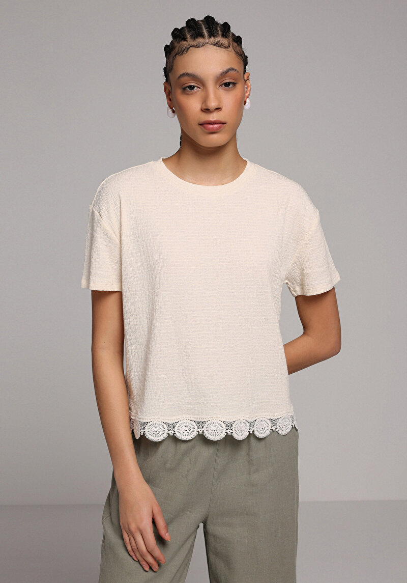 Зображення Блуза З Коротким Рукавом Жіночий Бежева