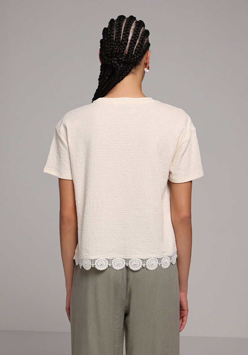 Показати інформацію про Блуза З Коротким Рукавом Жіночий Бежева