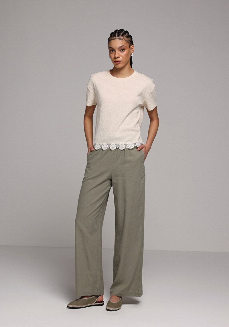 Показати інформацію про Блуза З Коротким Рукавом Жіночий Бежева