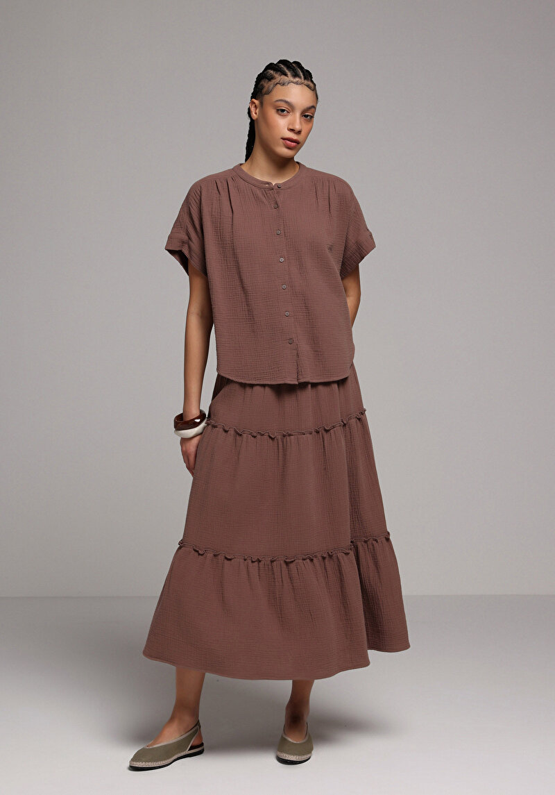 Показати інформацію про Сорочка З Коротким Рукавом Жіноча Коричнева