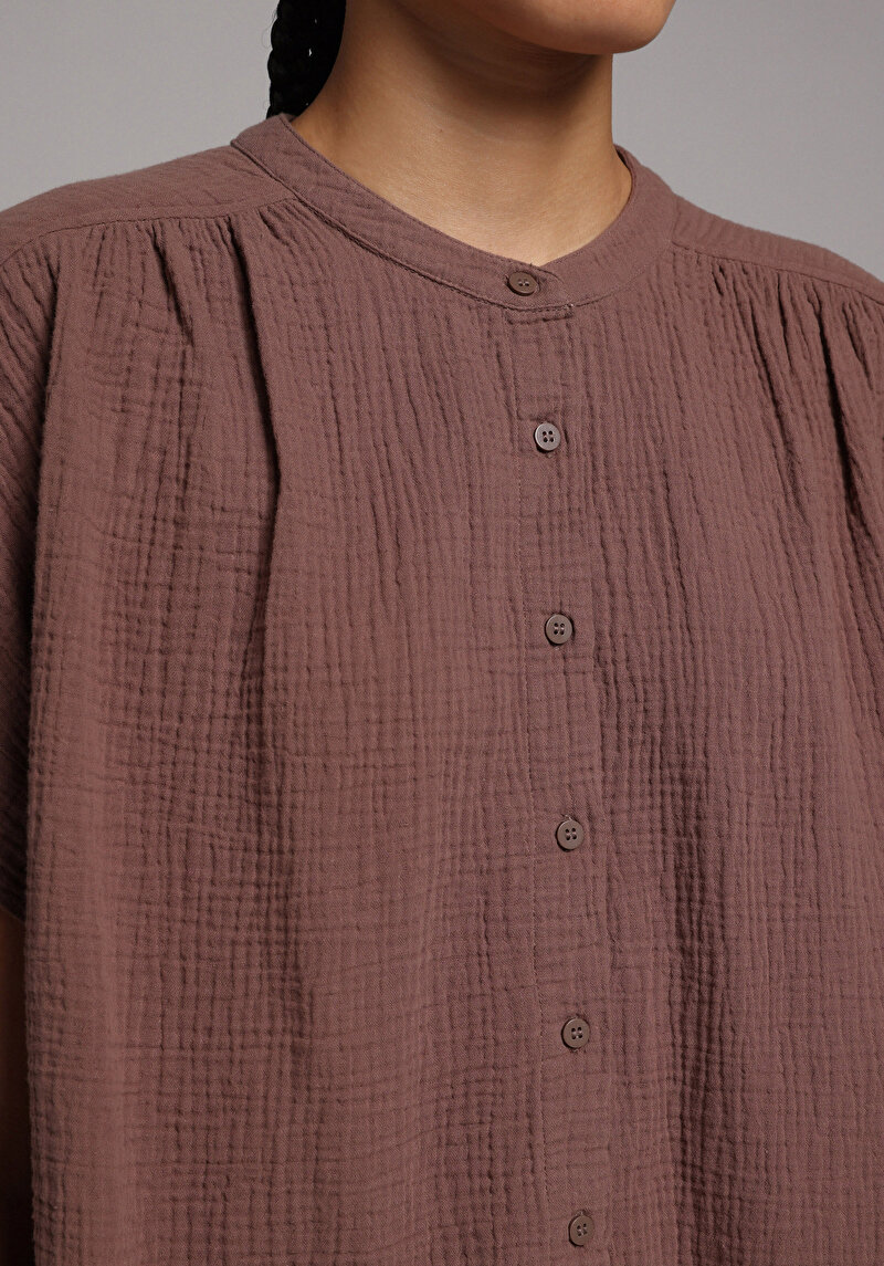 Показати інформацію про Сорочка З Коротким Рукавом Жіноча Коричнева