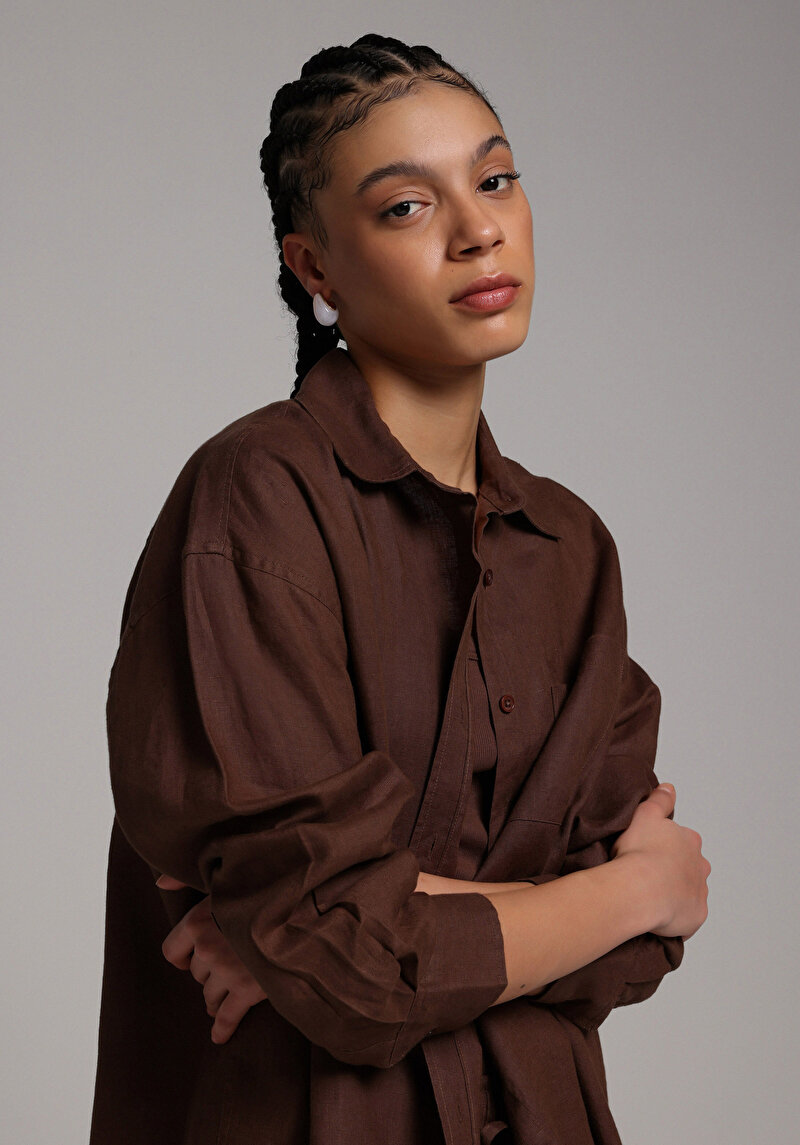 Зображення Сорочка З Довгим Рукавом Жіноча Коричнева Cl1078739