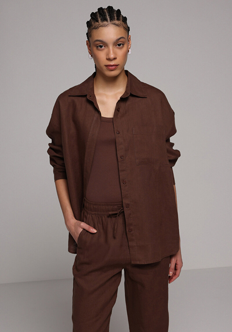 Показати інформацію про Сорочка З Довгим Рукавом Жіноча Коричнева  Cl1078739