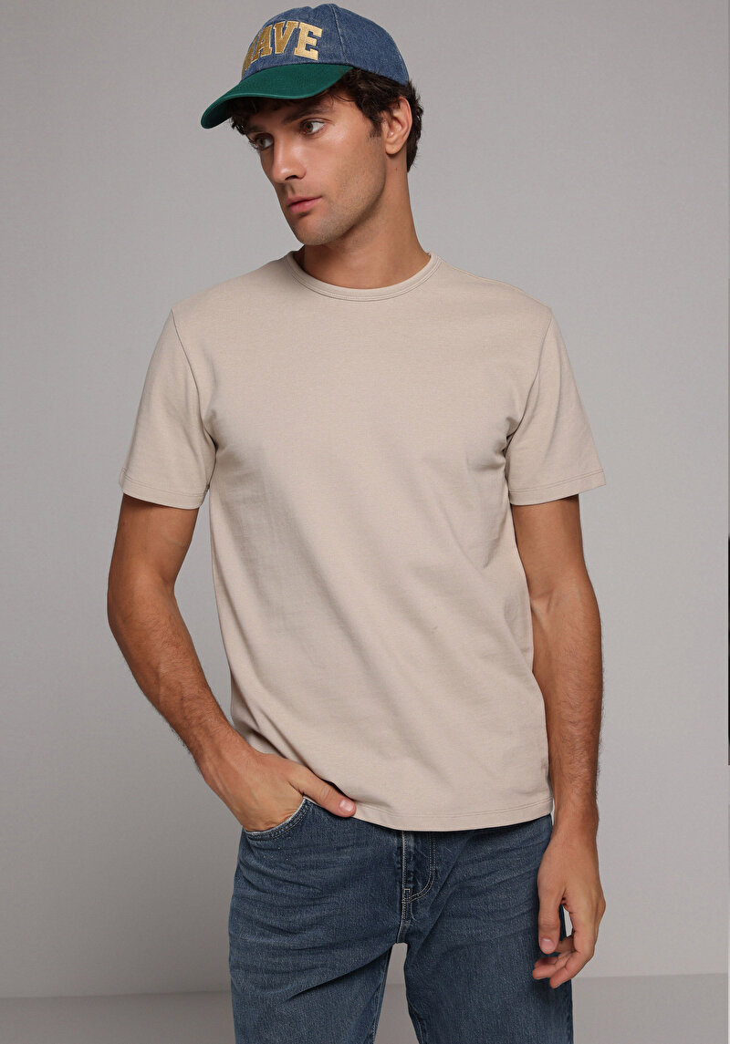 Зображення Футболка З Коротким Рукавом Чоловіча Бежева