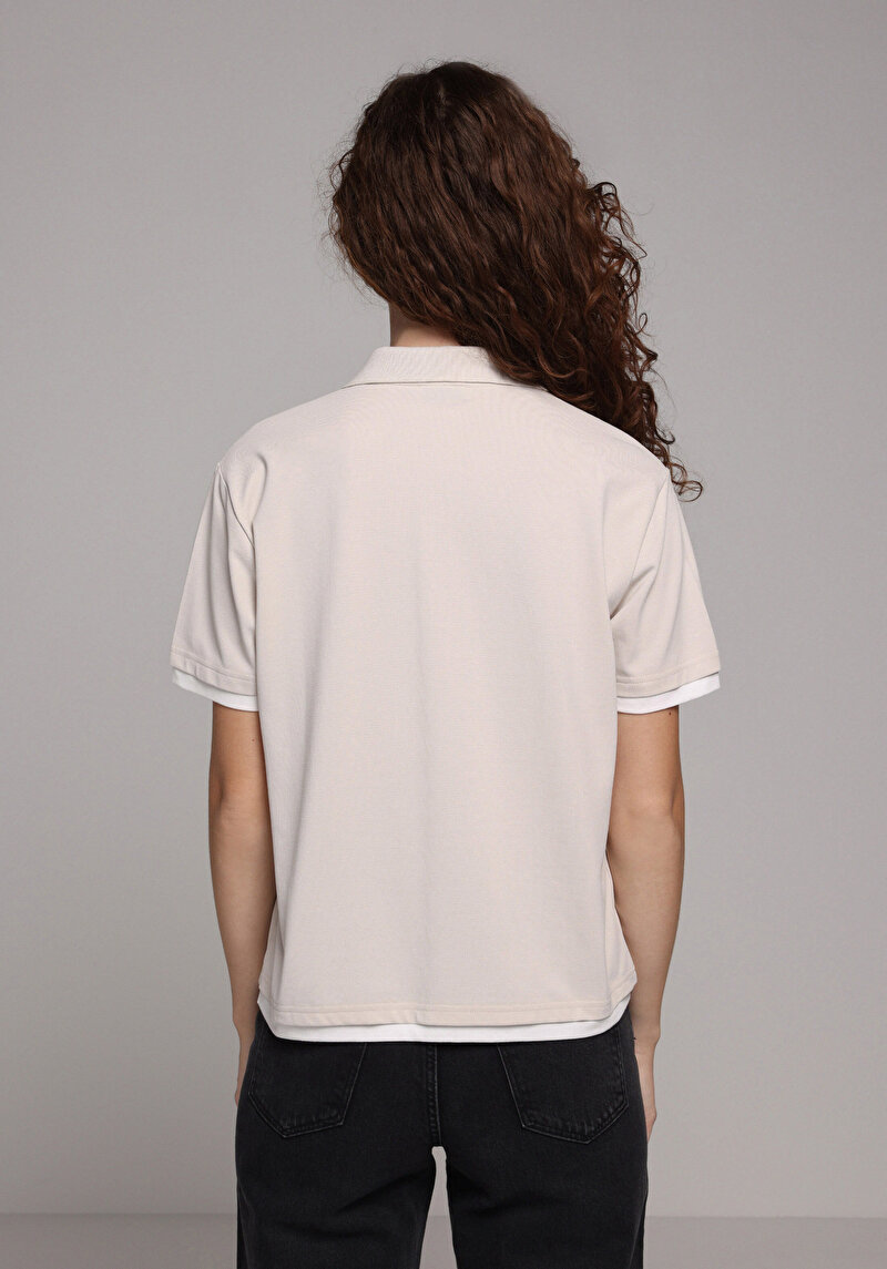 Зображення Теніска Поло З Коротким Рукавом Жіноча Бежева