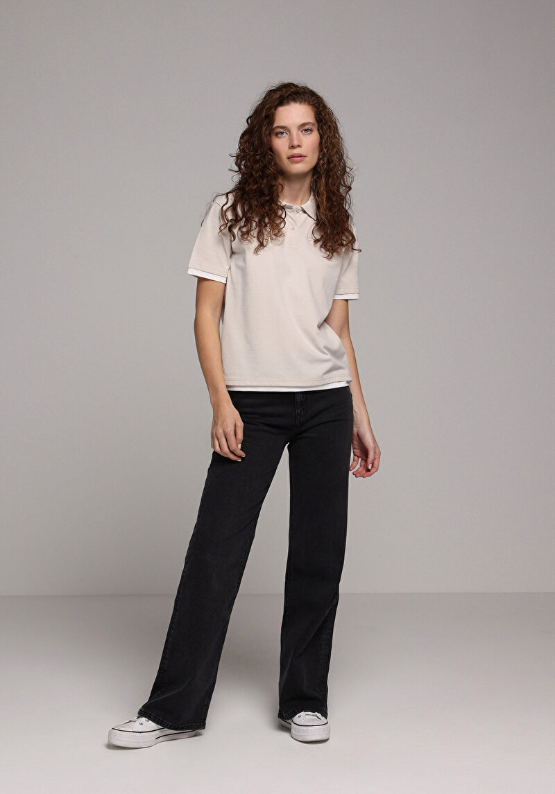 Зображення Теніска Поло З Коротким Рукавом Жіноча Бежева