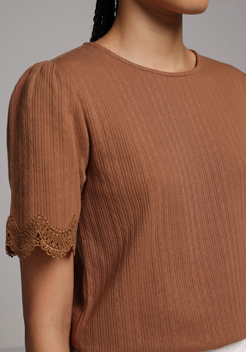 Показати інформацію про Блуза З Коротким Рукавом Жіночий Коричнева