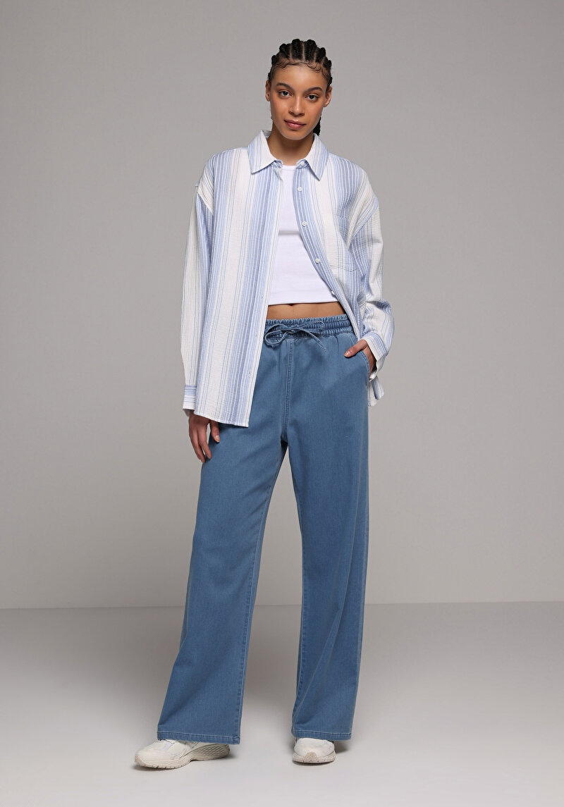 Зображення Сорочка З Довгим Рукавом Жіноча Блакитна