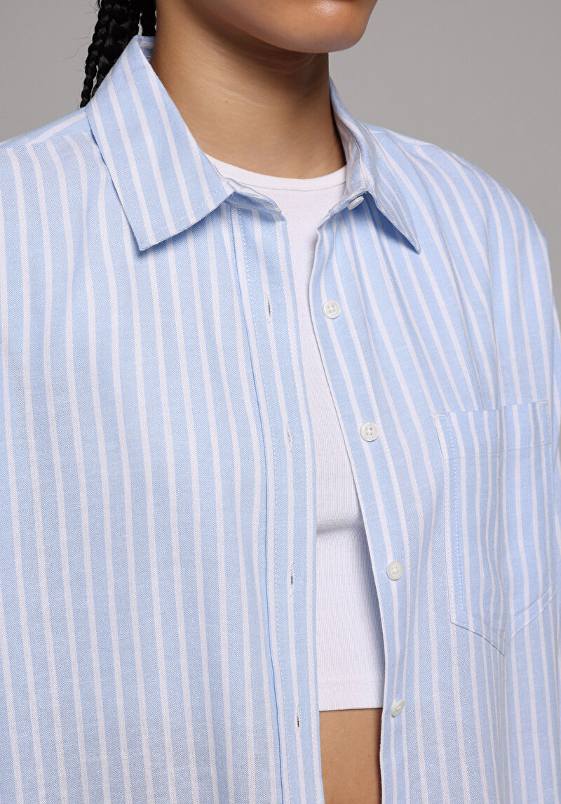 Зображення Сорочка З Довгим Рукавом Жіноча Блакитна Cl1079513