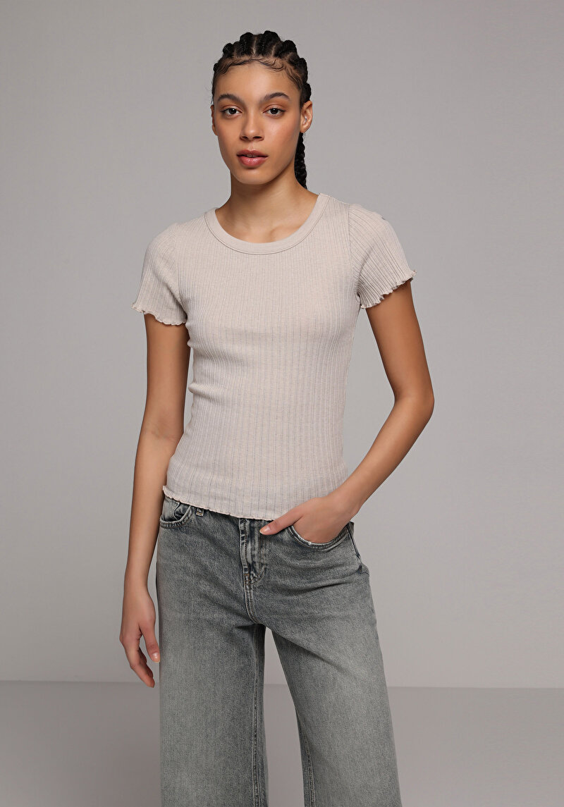 Зображення Футболка З Коротким Рукавом Жіноча Бежева