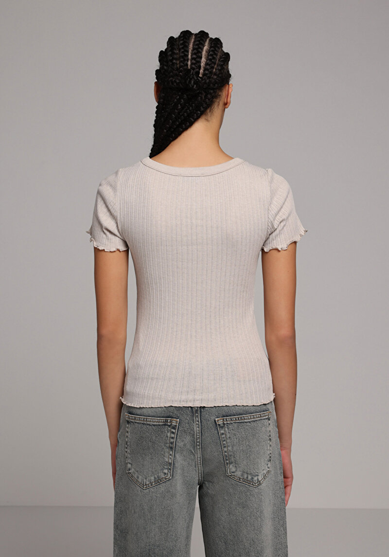 Показати інформацію про Футболка З Коротким Рукавом Жіноча Бежева