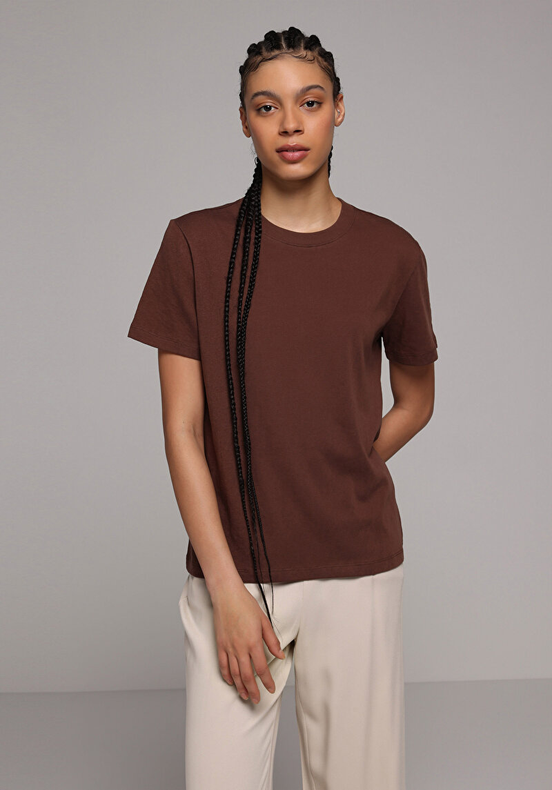 Зображення Футболка З Коротким Рукавом Жіноча Коричнева  Cl1078623