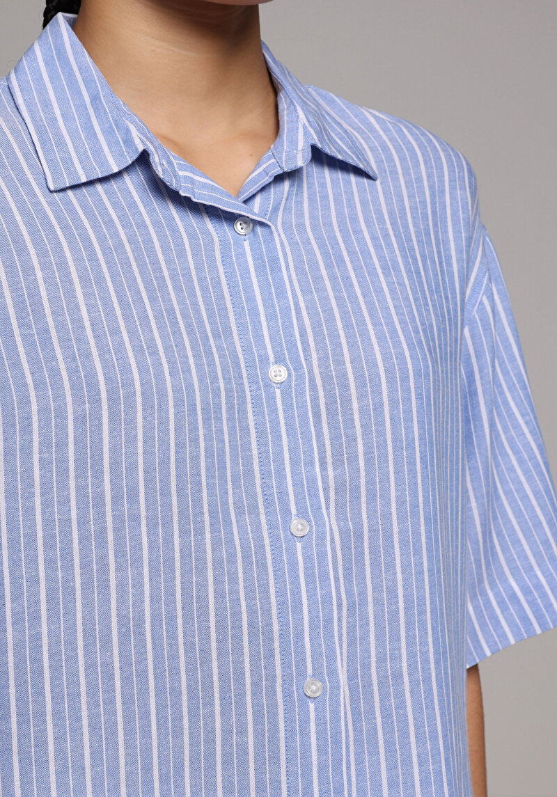 Показати інформацію про Сорочка З Коротким Рукавом Жіноча Блакитна