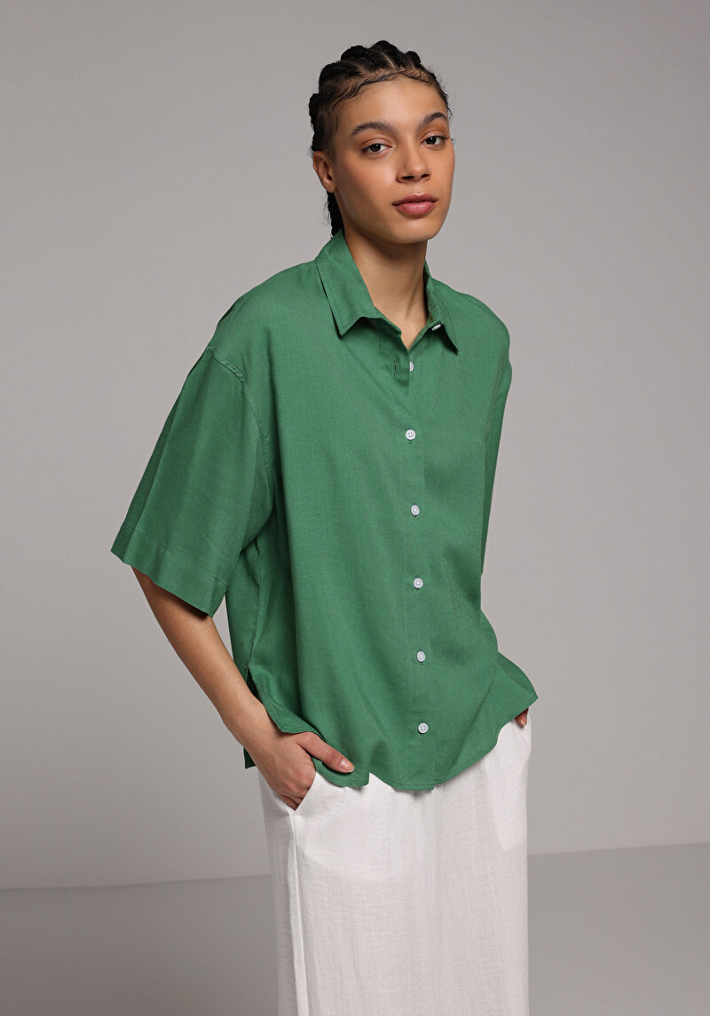 Зображення Сорочка З Коротким Рукавом Жіноча Зелена