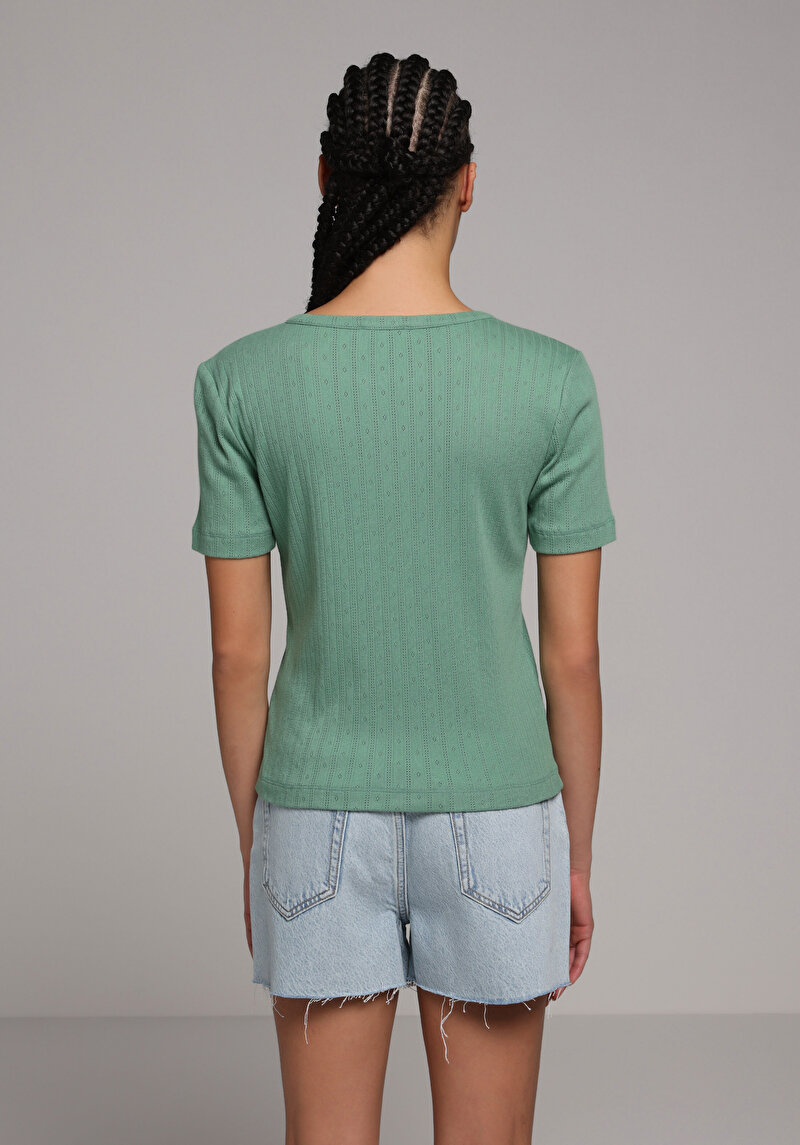 Показати інформацію про Блуза З Коротким Рукавом Жіночий Зелена