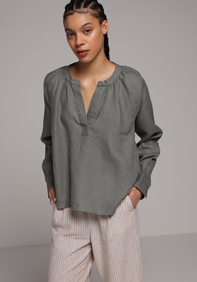 Зображення Сорочка З Довгим Рукавом Жіноча Зелена