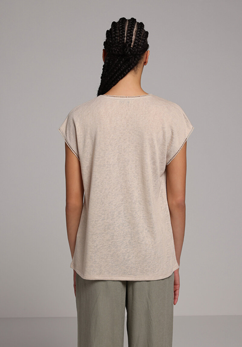 Показати інформацію про Блуза З Коротким Рукавом Жіночий Бежева