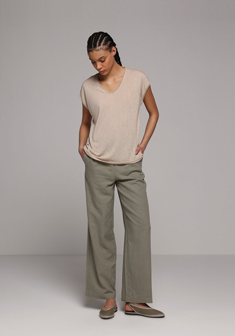 Показати інформацію про Блуза З Коротким Рукавом Жіночий Бежева