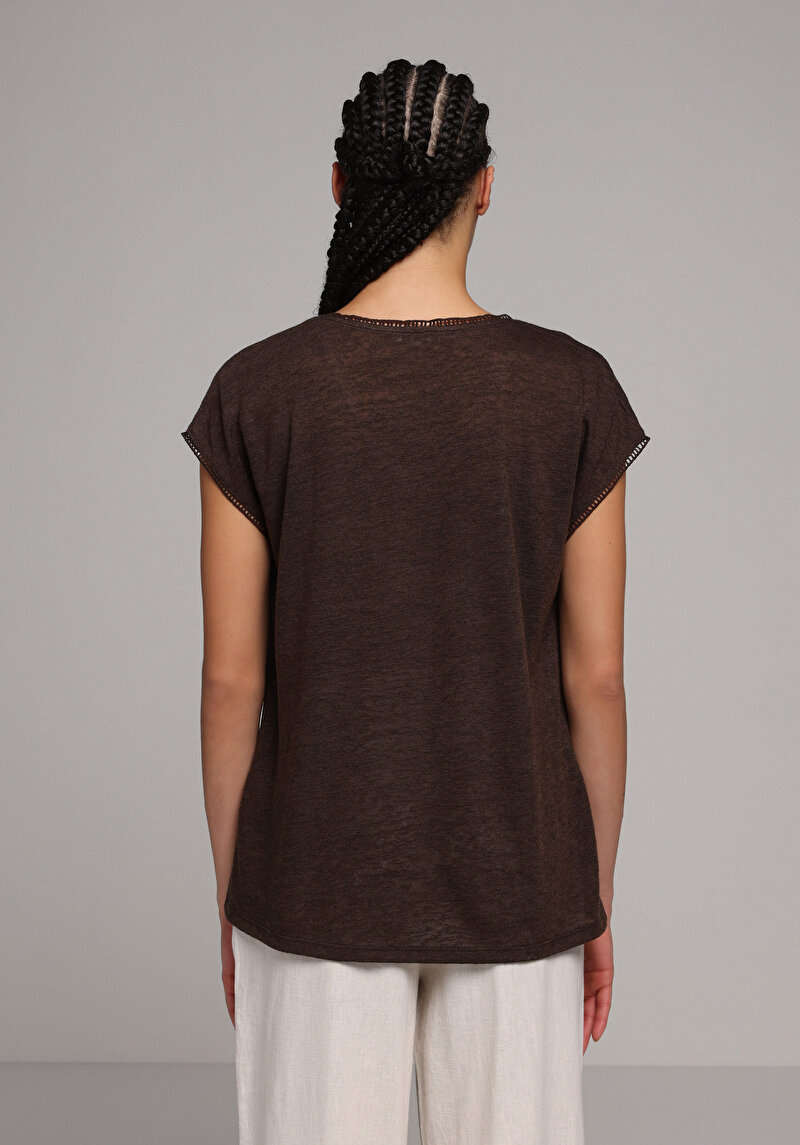 Показати інформацію про Блуза З Коротким Рукавом Жіночий Коричнева