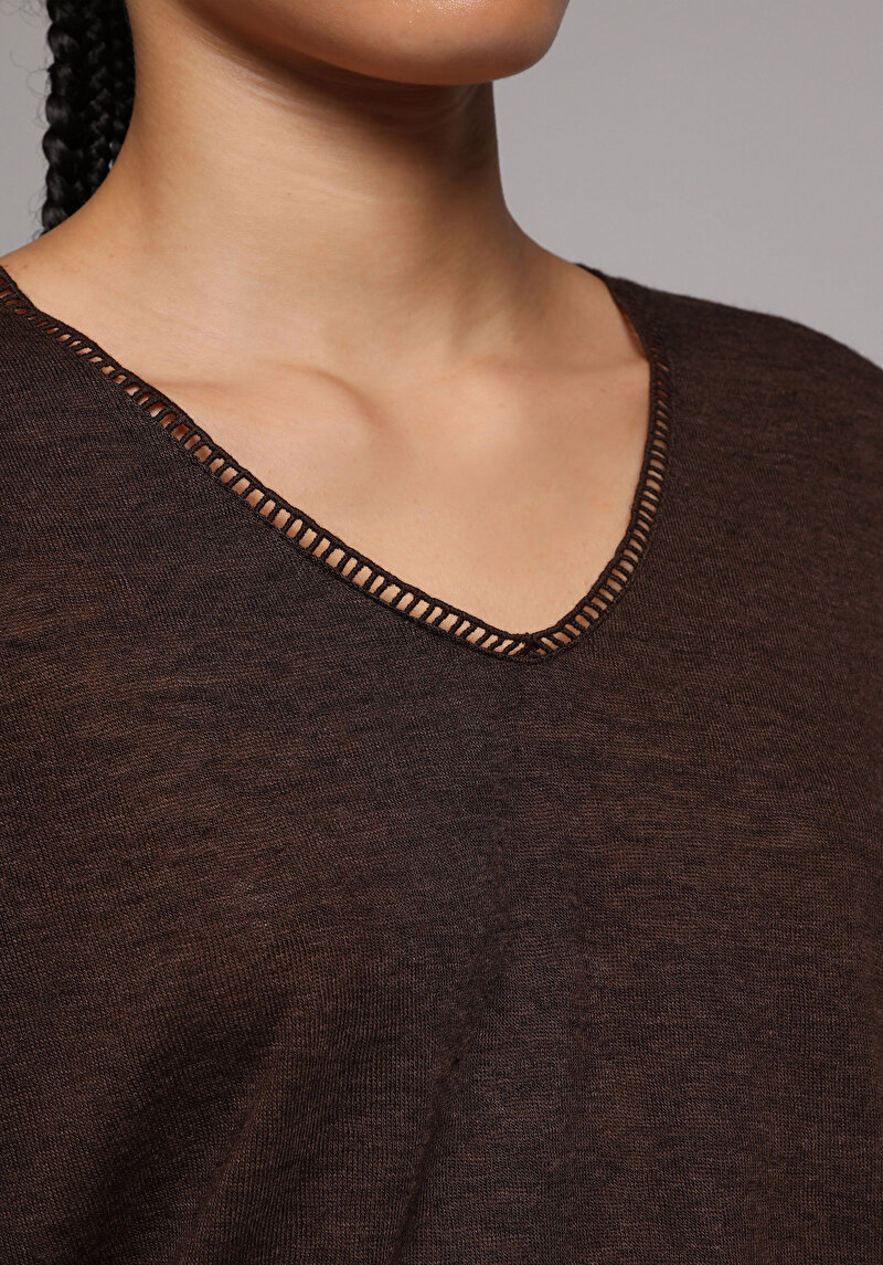 Показати інформацію про Блуза З Коротким Рукавом Жіночий Коричнева