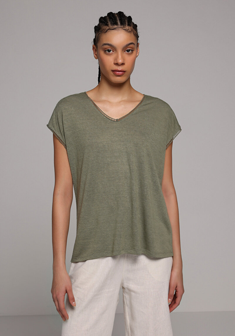 Зображення Блуза З Коротким Рукавом Жіночий Зелена