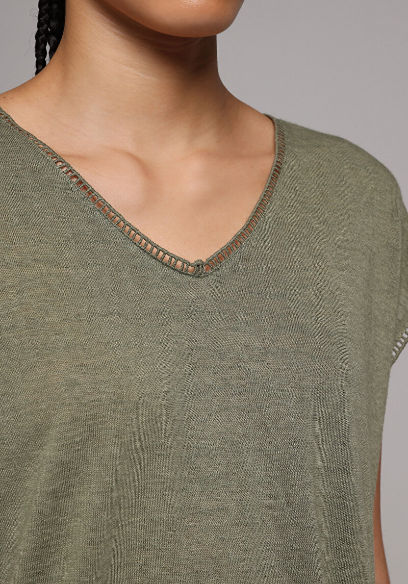 Показати інформацію про Блуза З Коротким Рукавом Жіночий Зелена