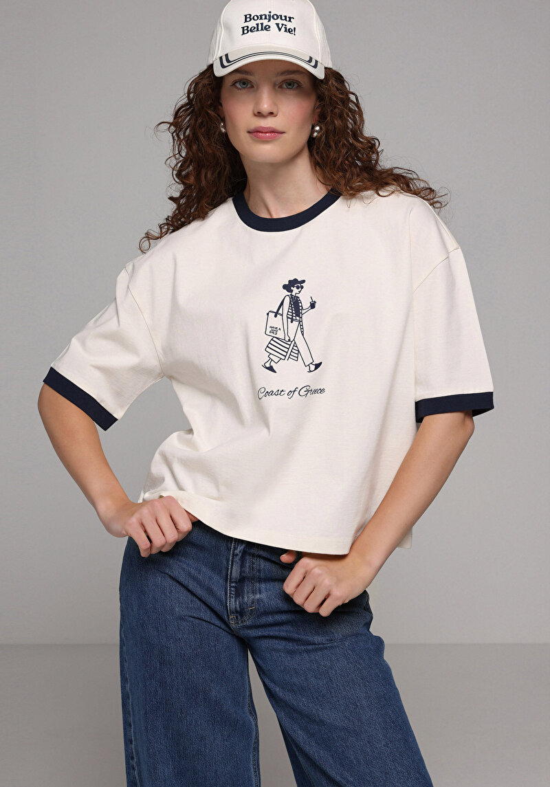 Зображення Футболка З Коротким Рукавом Жіноча Бежева