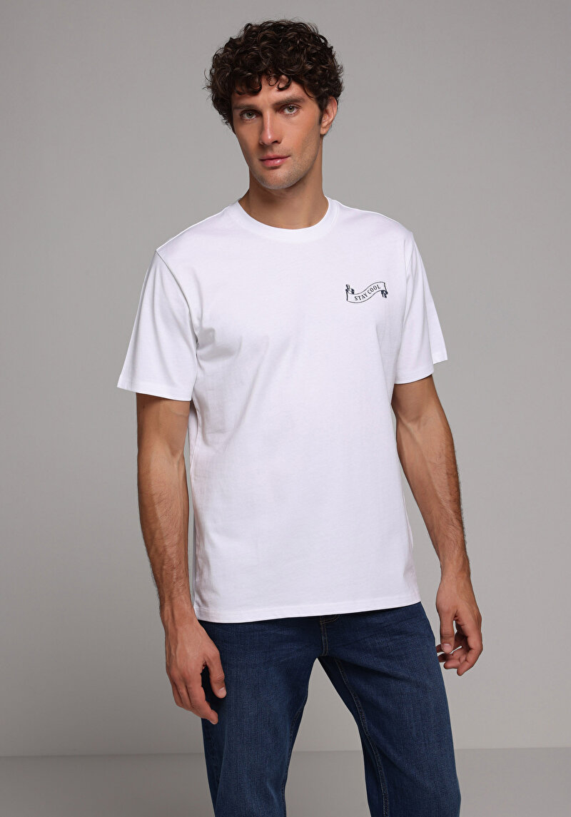 Показати інформацію про Футболка З Коротким Рукавом Чоловіча Біла