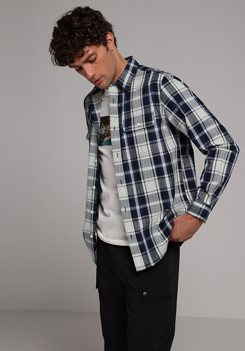 Зображення Сорочка З Довгим Рукавом Чоловіча Синя  Cl1079219