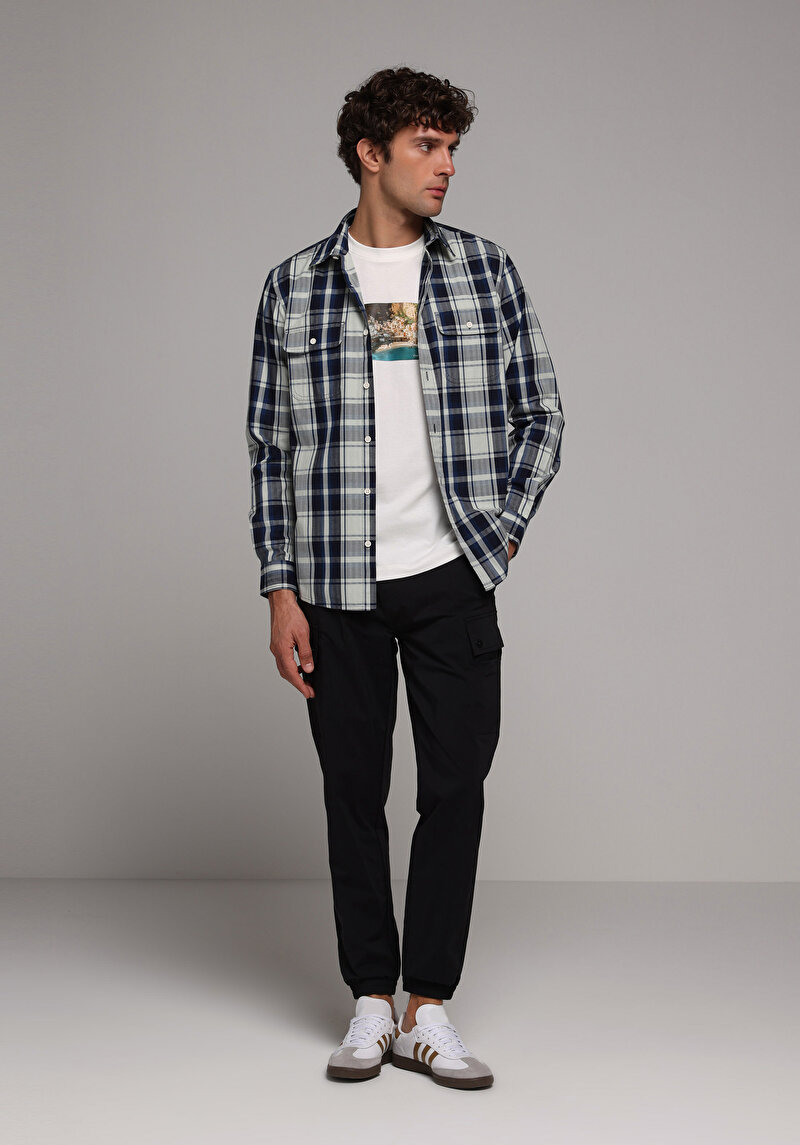 Показати інформацію про Сорочка З Довгим Рукавом Чоловіча Синя  Cl1079219