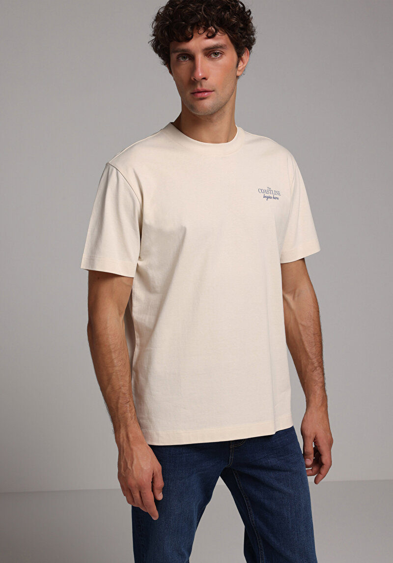 Зображення Футболка З Коротким Рукавом Чоловіча Бежева