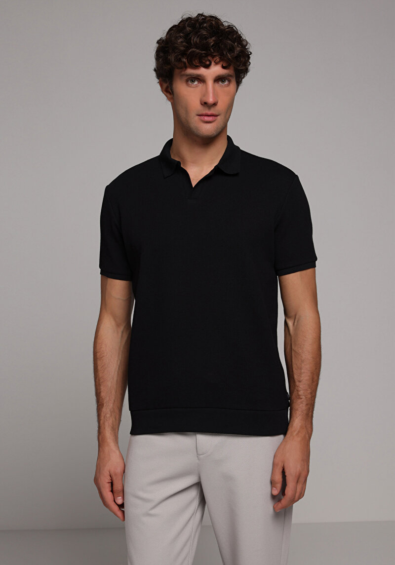 Зображення Поло З Коротким Рукавом Чоловіче Чорне