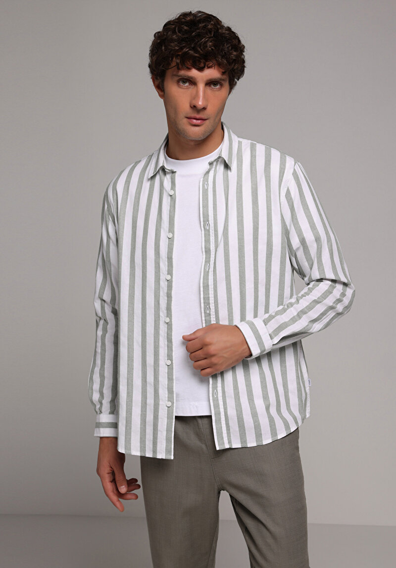 Зображення Сорочка З Довгим Рукавом Чоловіча Зелена  Cl1079312