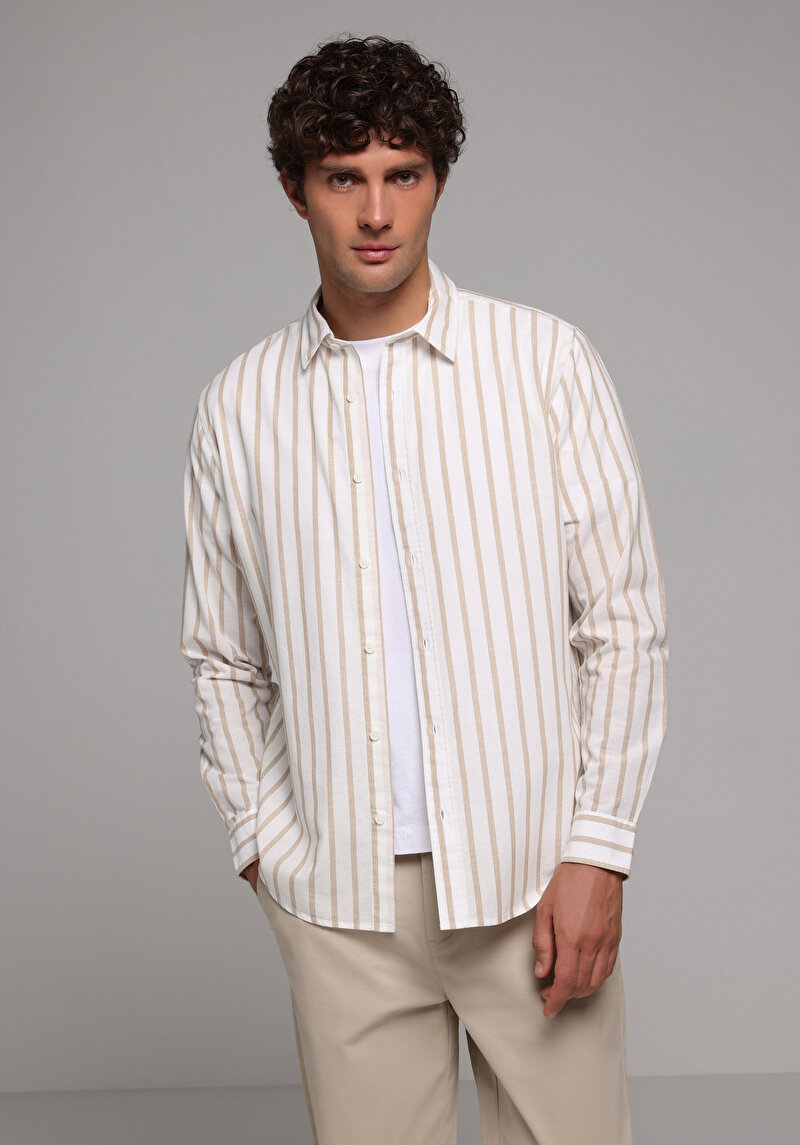 Зображення Сорочка З Довгим Рукавом Чоловіча Бежева Cl1079443