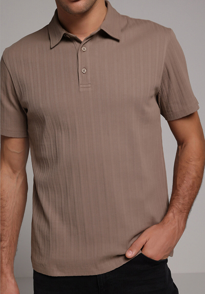 Показати інформацію про Поло З Коротким Рукавом Чоловіче Коричневе
