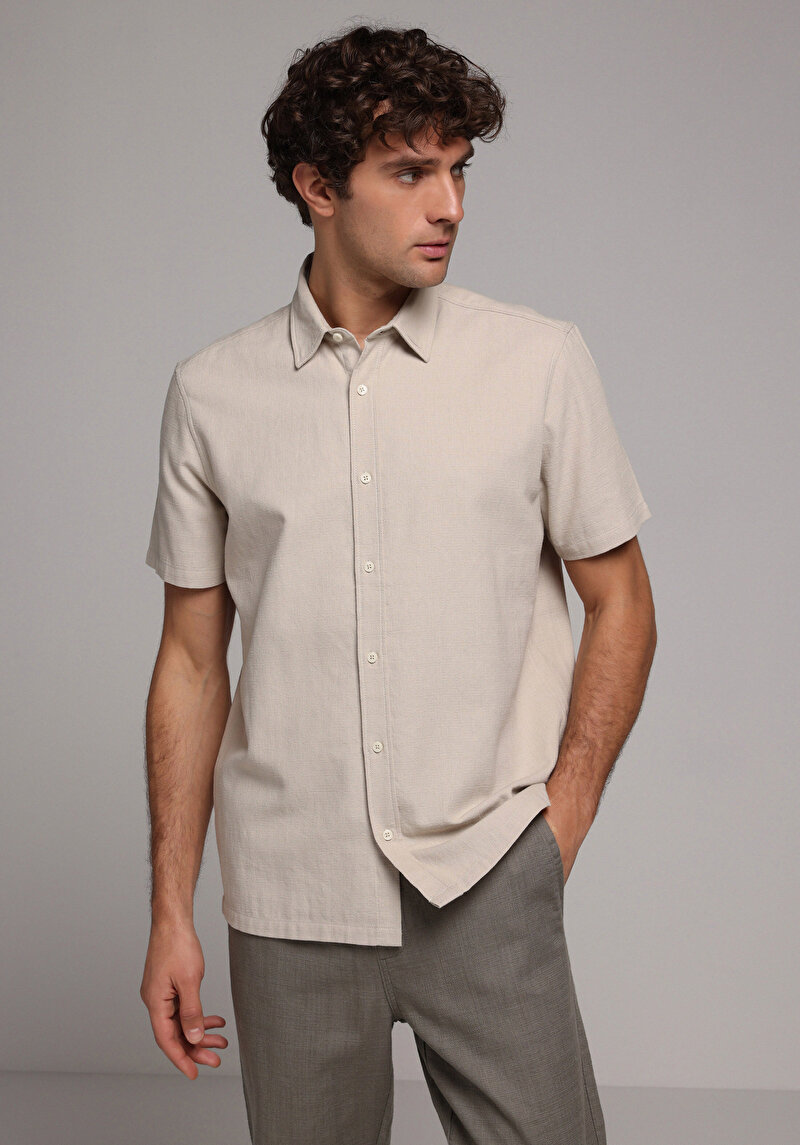 Зображення Сорочка З Коротким Рукавом Чоловіча Бежева Cl1078375