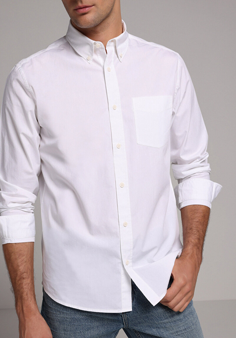 Показати інформацію про Сорочка З Довгим Рукавом Чоловіча Біла  Cl1080056