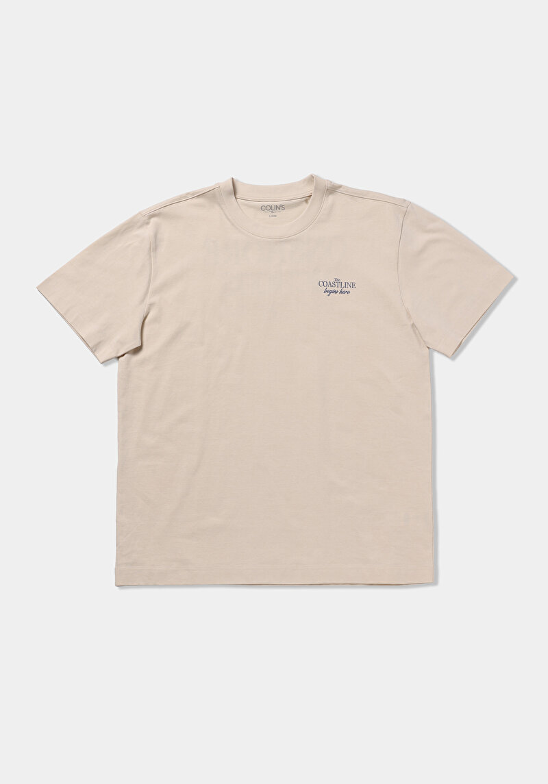 Зображення Футболка З Коротким Рукавом Чоловіча Бежева