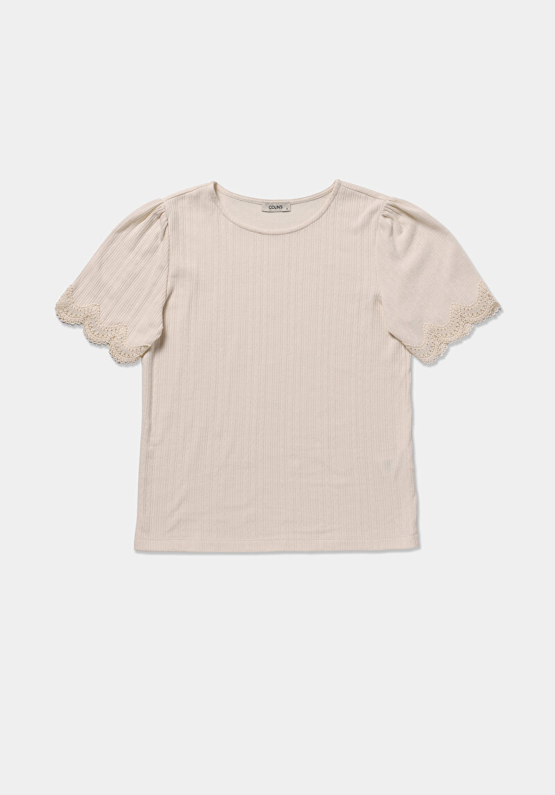 Показати інформацію про Блуза З Коротким Рукавом Жіночий Бежева