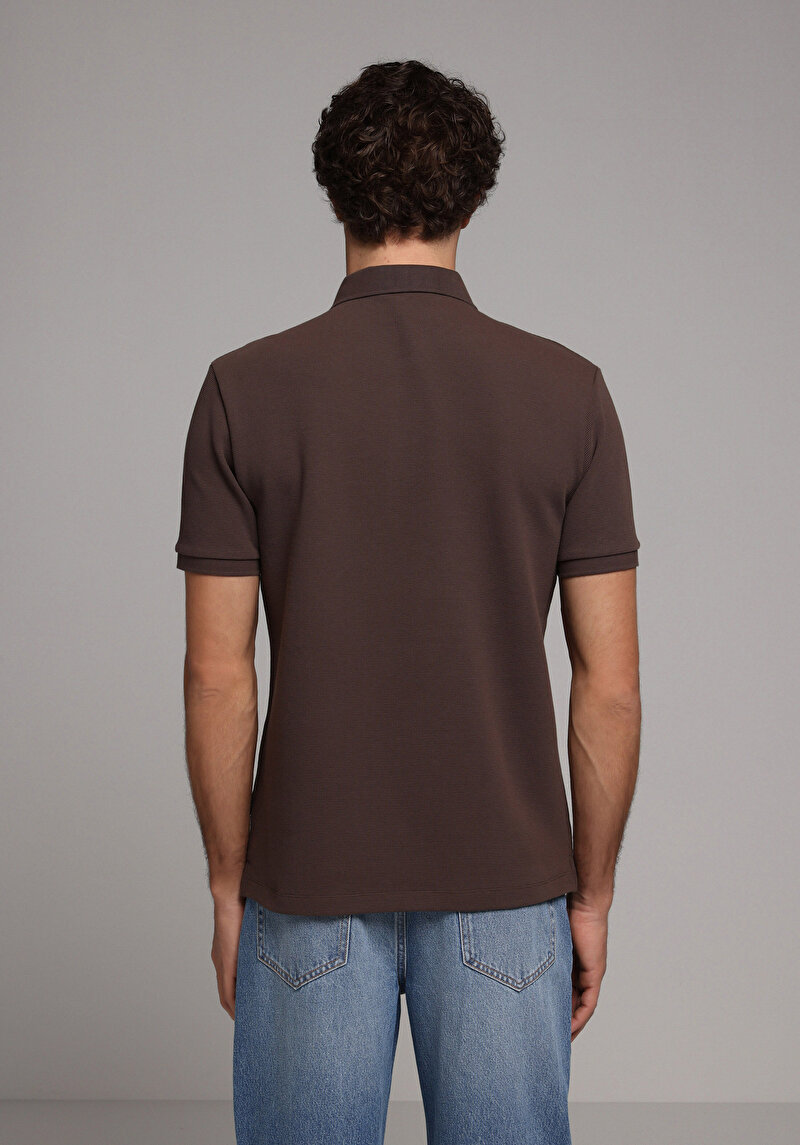 Зображення Поло З Коротким Рукавом Чоловіче Коричневе