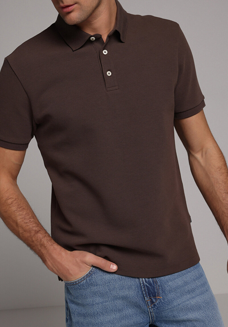 Зображення Поло З Коротким Рукавом Чоловіче Коричневе