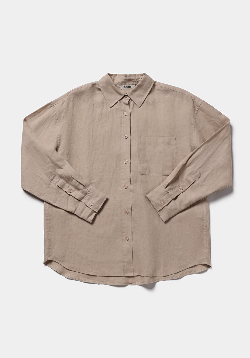 Показати інформацію про Сорочка З Довгим Рукавом Жіноча Бежева  Cl1078739