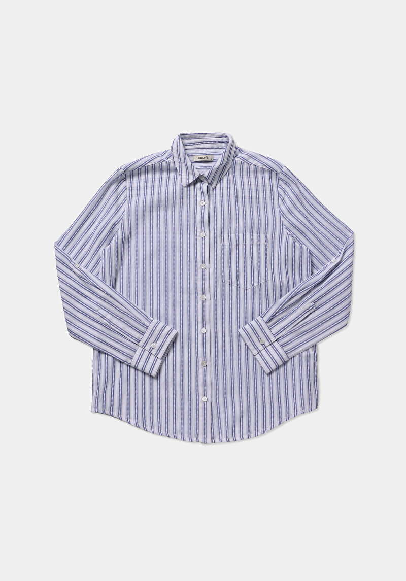 Зображення Сорочка З Довгим Рукавом Жіноча Блакитна