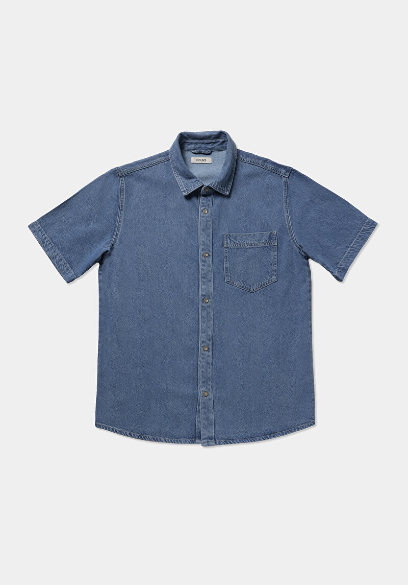 Зображення 034 Denim Chino Сорочка З Коротким Рукавом Чоловіча