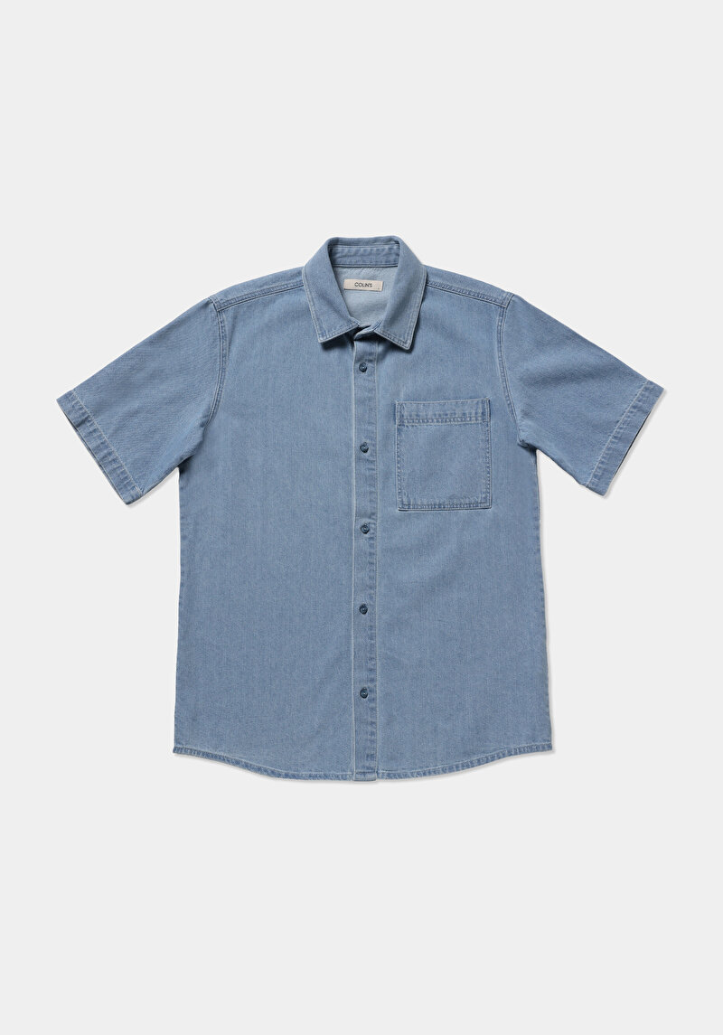 Зображення 034 Denim Chino Сорочка З Коротким Рукавом Чоловіча