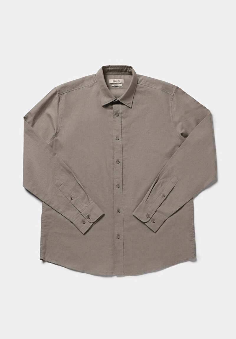 Зображення Сорочка З Довгим Рукавом Чоловіча Коричнева