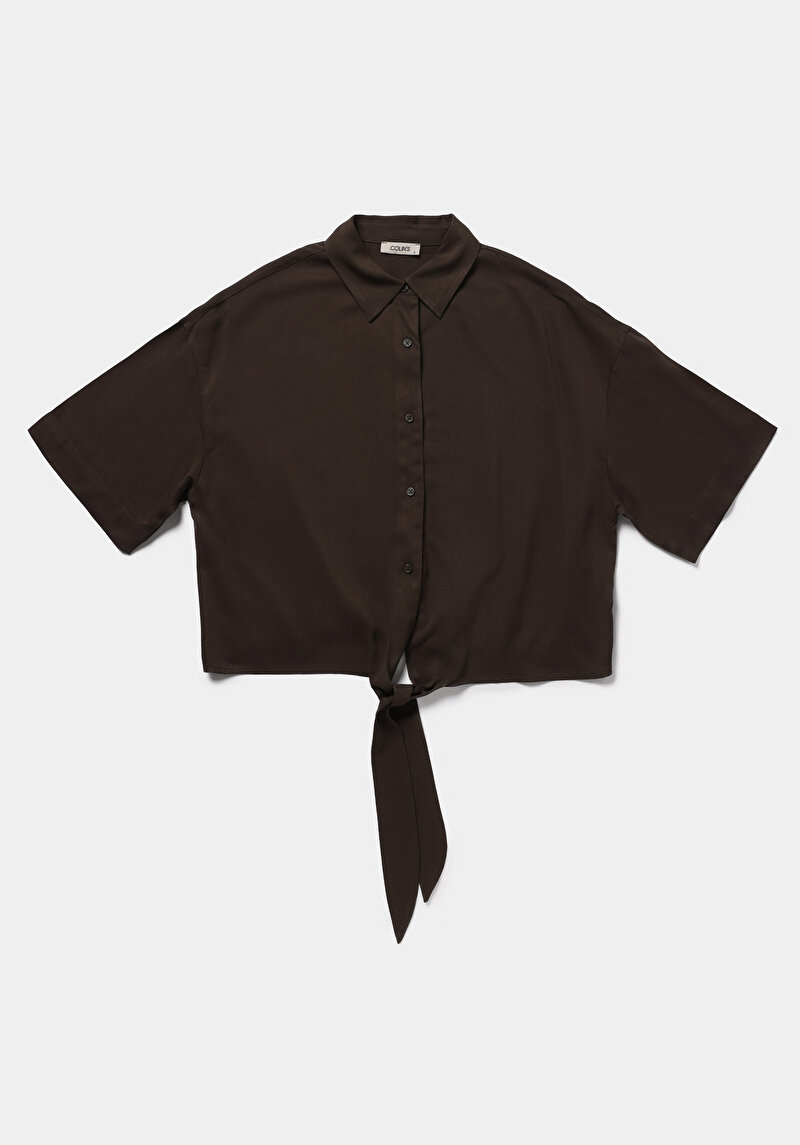 Зображення Сорочка З Коротким Рукавом Жіноча Коричнева