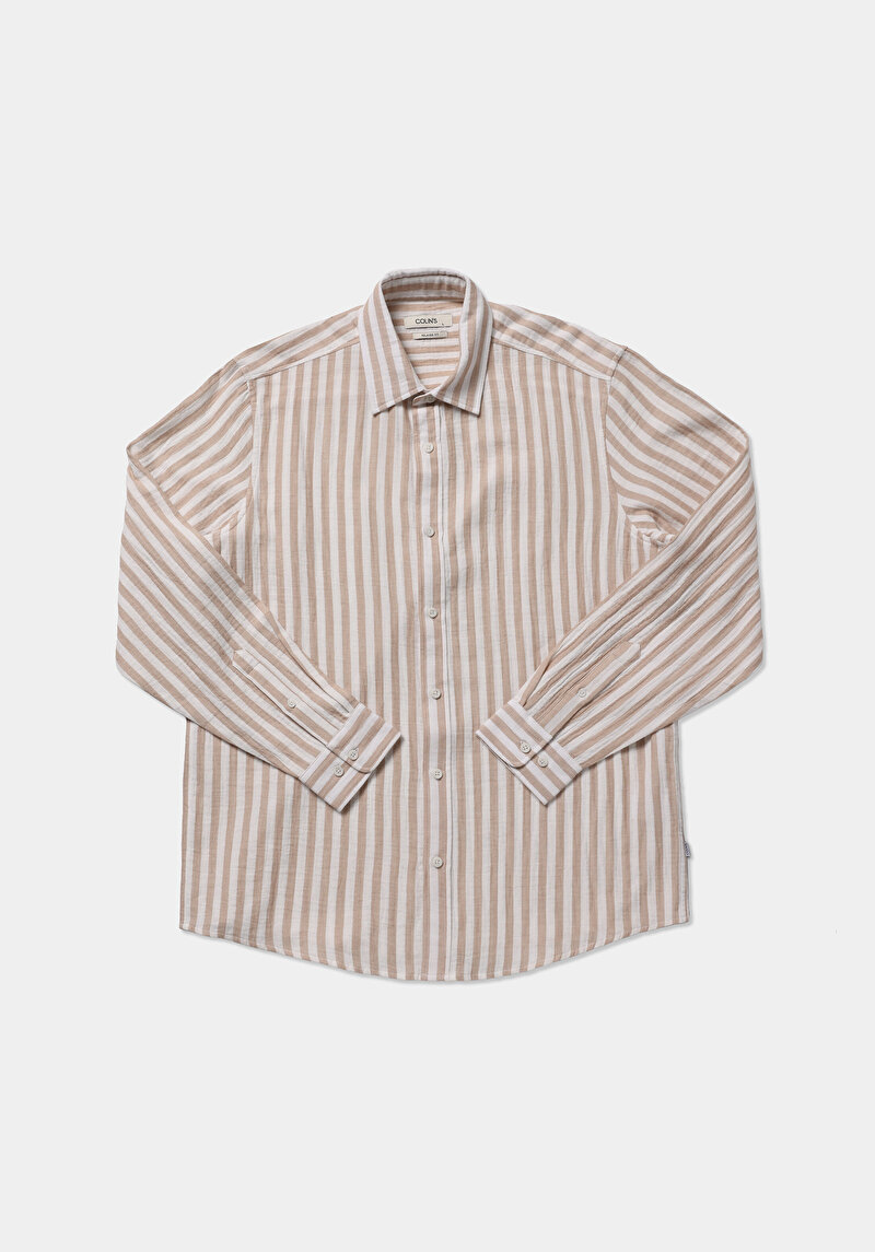 Зображення Сорочка З Довгим Рукавом Чоловіча Бежева