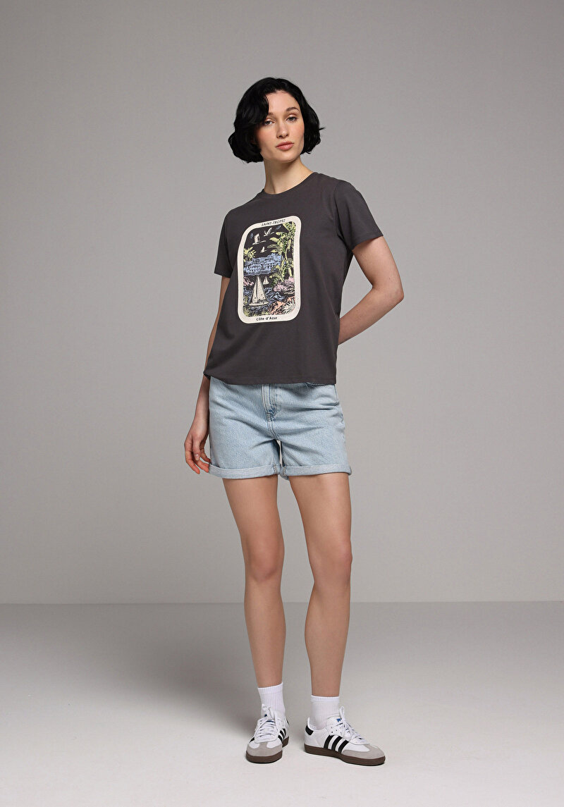 Зображення Футболка З Коротким Рукавом Жіноча Сіра