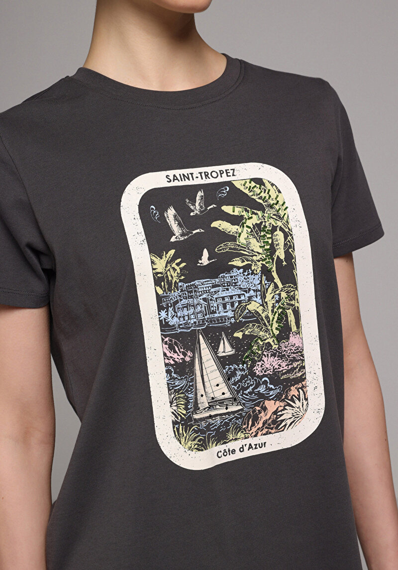 Зображення Футболка З Коротким Рукавом Жіноча Сіра